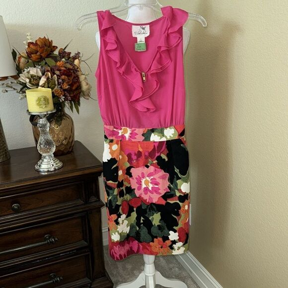 (BOGO FREE) Anthropologie Tabitha Great Escape Floral Pink Dress Sz 0 - Picture 3 of 4